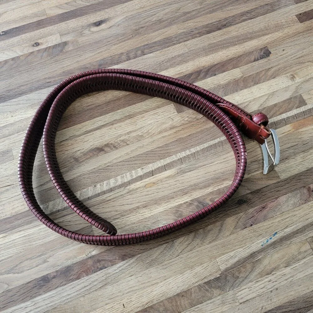 Status 12201 Center Stitch Braided/Woven Belt Leather Belt Single Prong Buckle